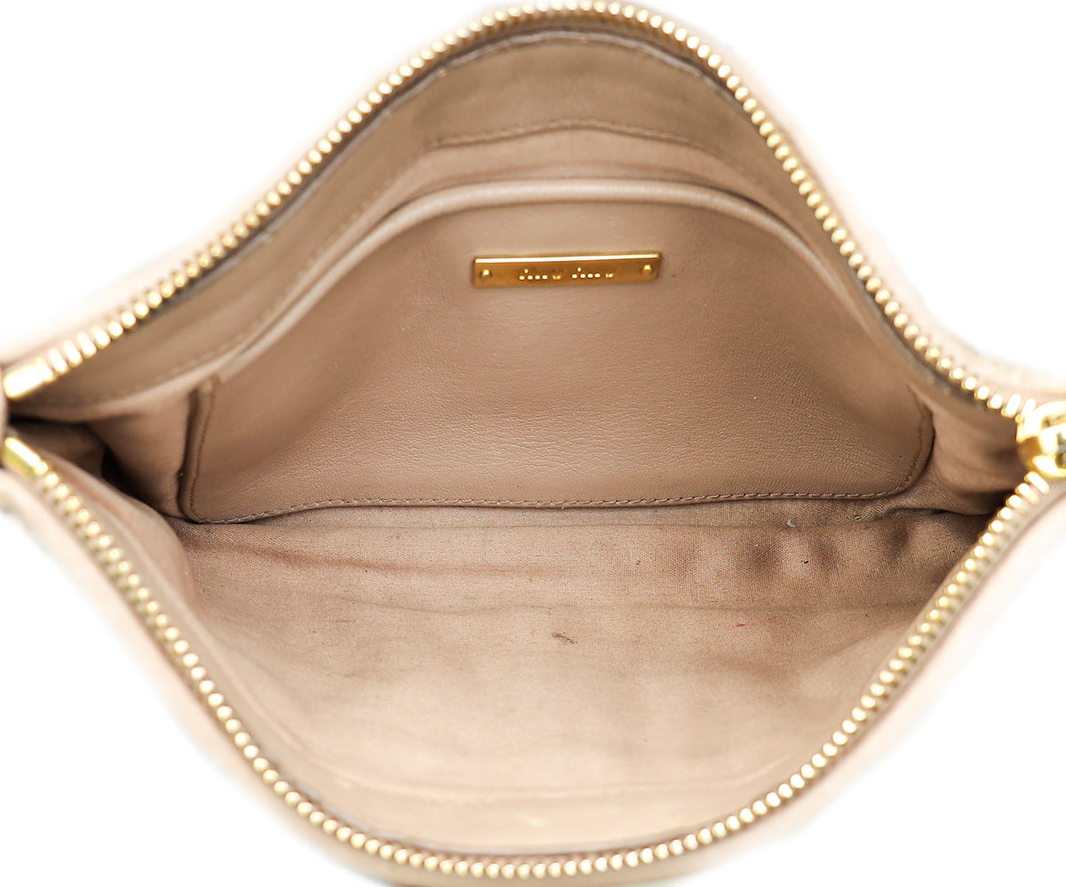 Miu Miu Nude Zip Matelassé Crossbody Bag