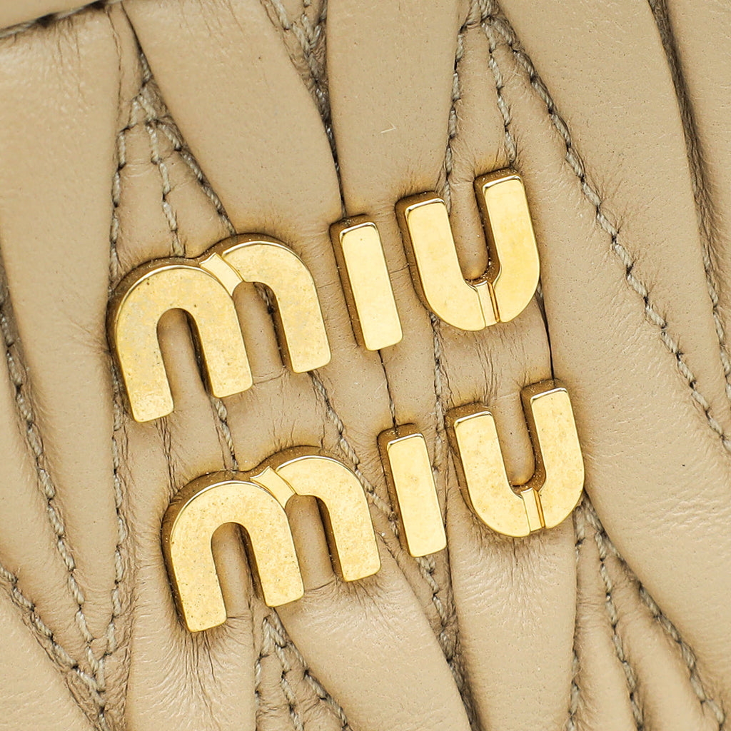 Miu Miu Sand Matelassé Nappa Shoulder Bag