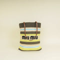 Miu Miu Multicolor Woven Raffia and Crochet Fabric Beach Tote Bag