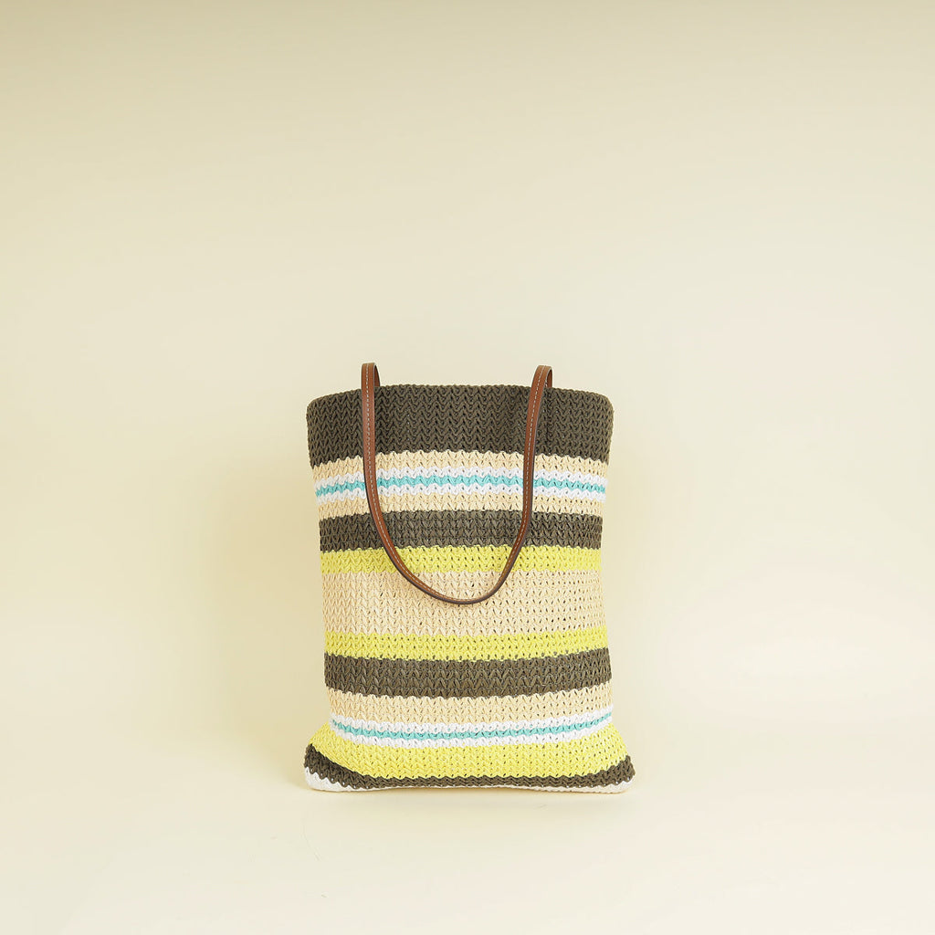 Miu Miu Multicolor Woven Raffia and Crochet Fabric Beach Tote Bag