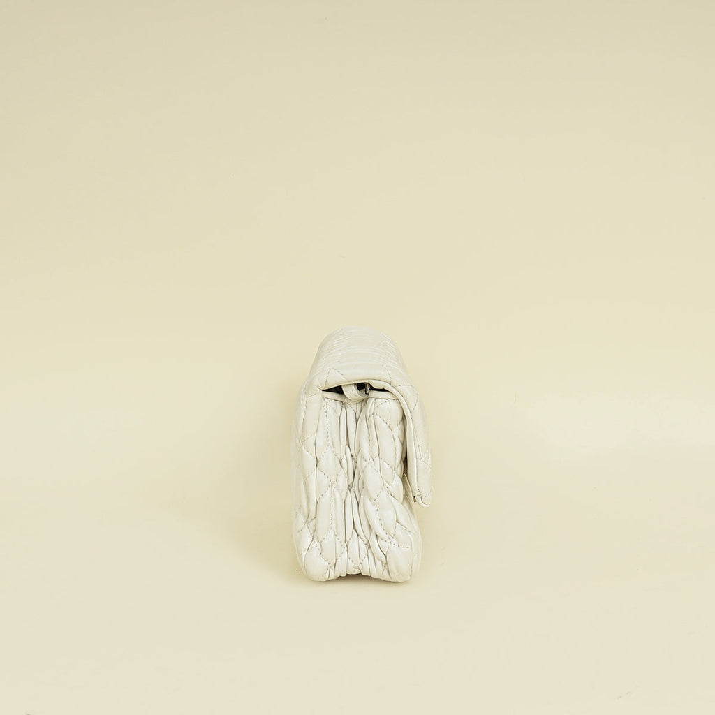 Miu Miu White Nappa Matelasse Crystal Shoulder Bag
