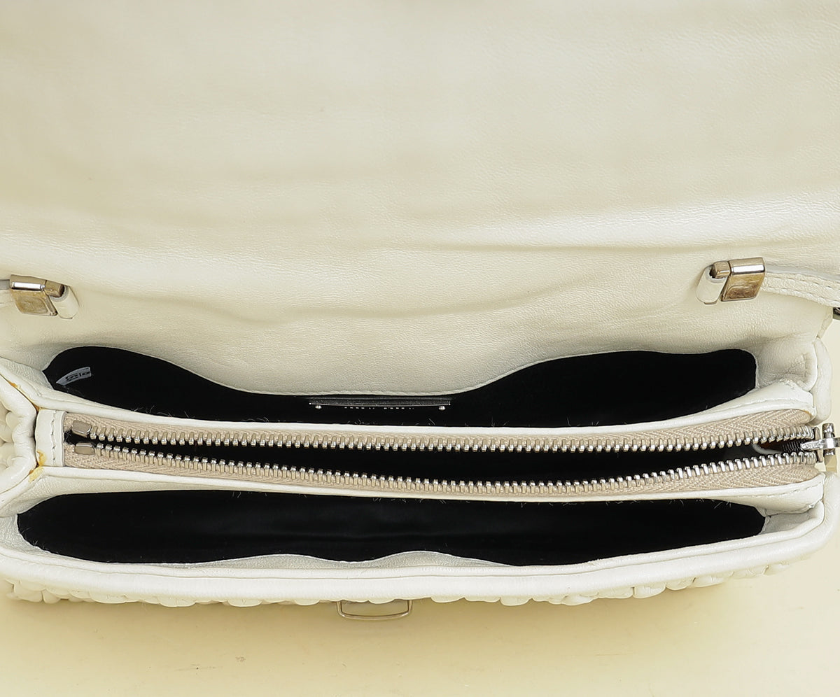Miu Miu White Nappa Matelasse Crystal Shoulder Bag