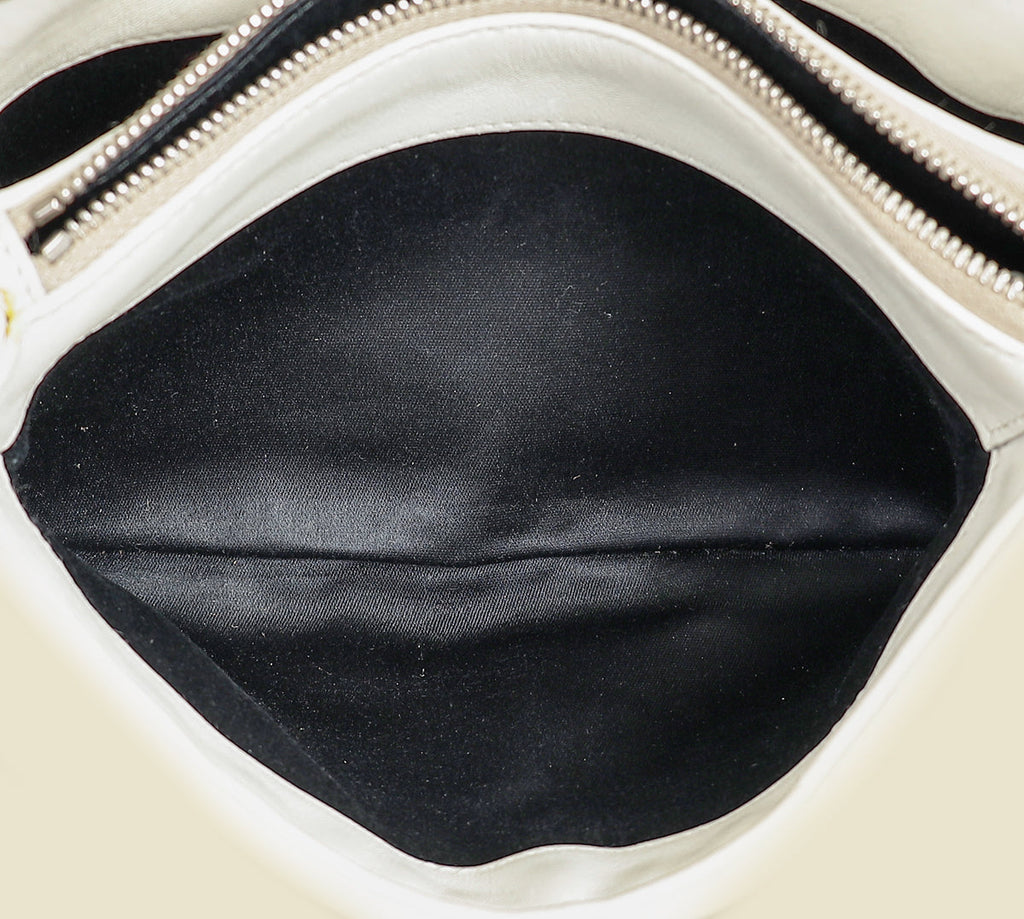 Miu Miu White Nappa Matelasse Crystal Shoulder Bag