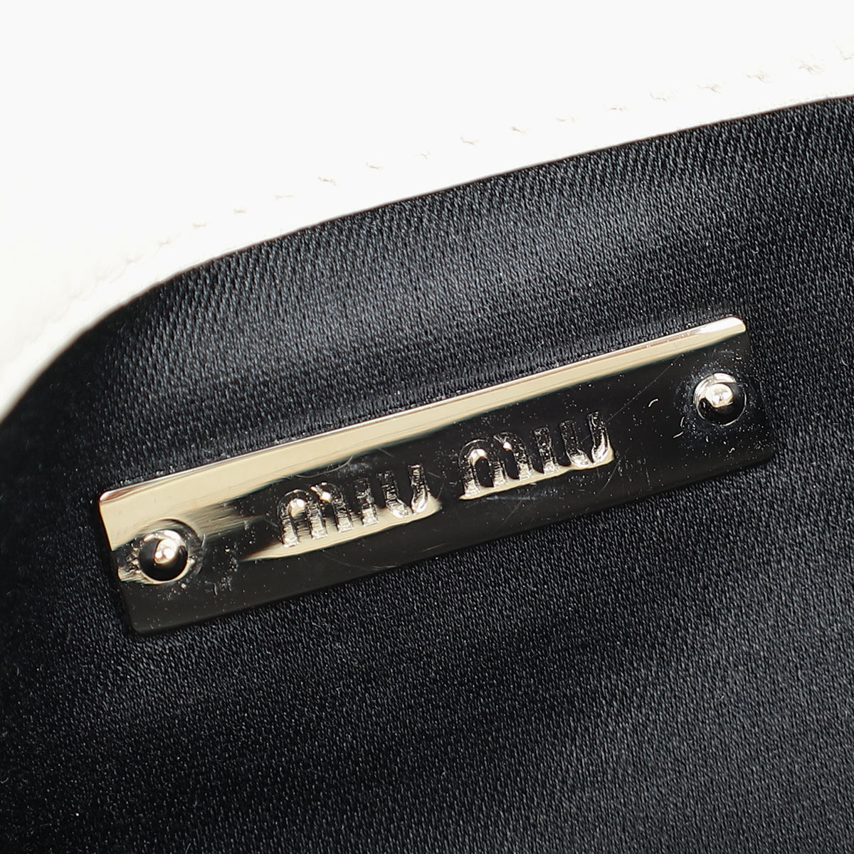 Miu Miu White Nappa Matelasse Crystal Shoulder Bag