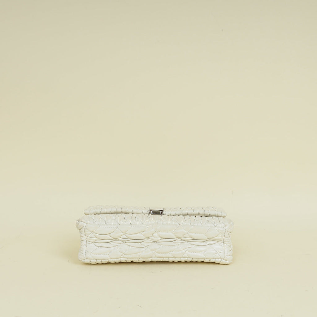 Miu Miu White Nappa Matelasse Crystal Shoulder Bag