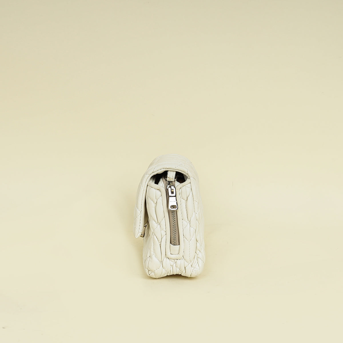 Miu Miu White Nappa Matelasse Crystal Shoulder Bag