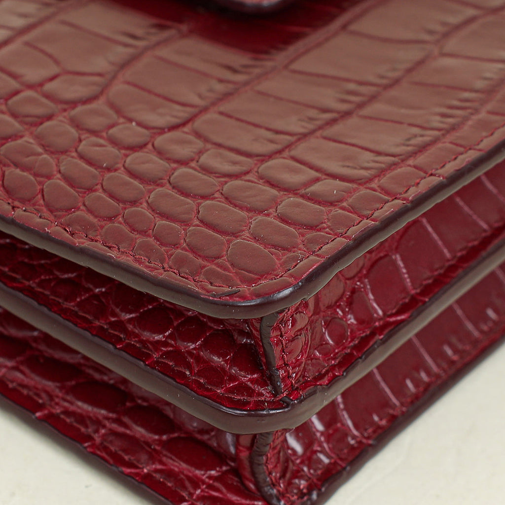 Miu Miu Burgundy Crocodile Mini Shoulder Bag