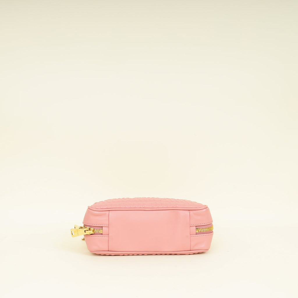 Miu Miu Pink Softy Logo Embossed Chain Shoulder Bag