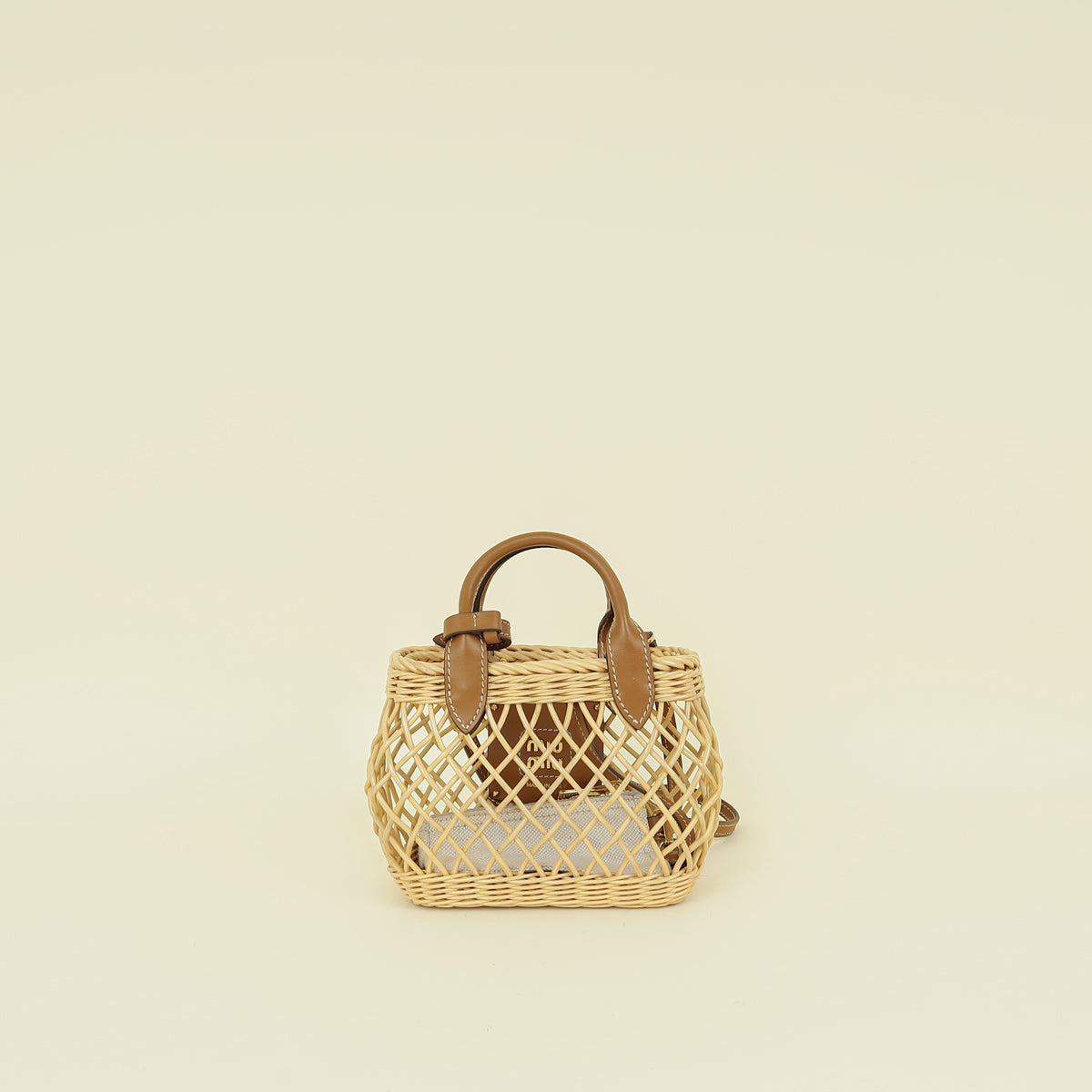 Miu Miu Bicolor Wicker Basket Tote Bag