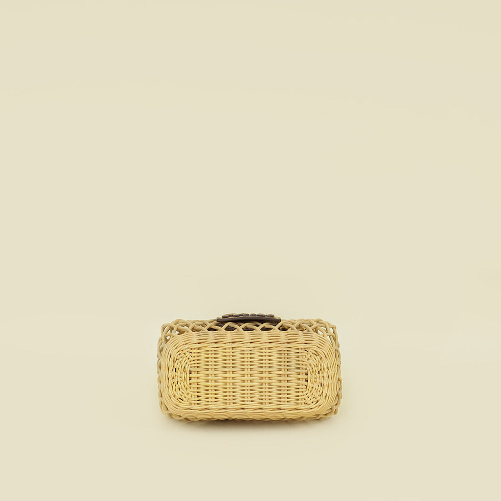 Miu Miu Bicolor Wicker Basket Tote Bag