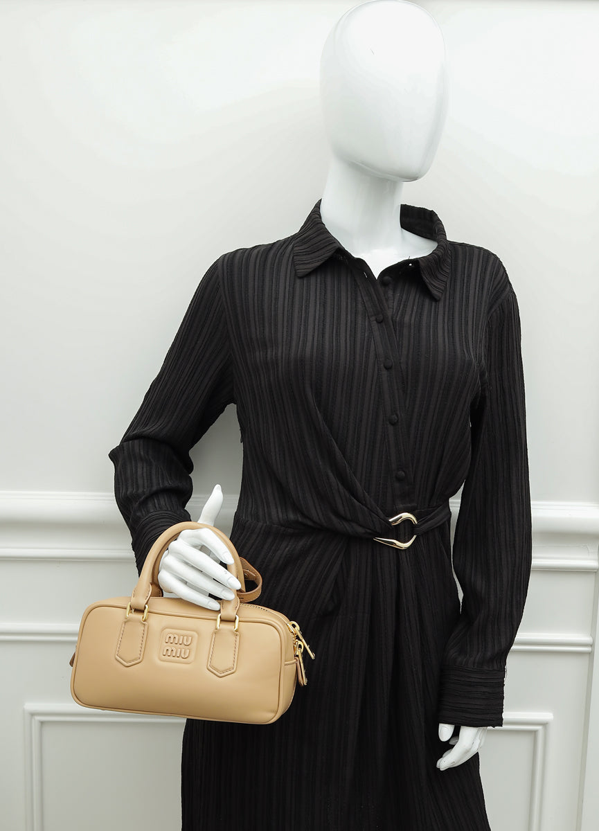 MIU MIU Noisette Beige Arcadie Soft Padded Bag