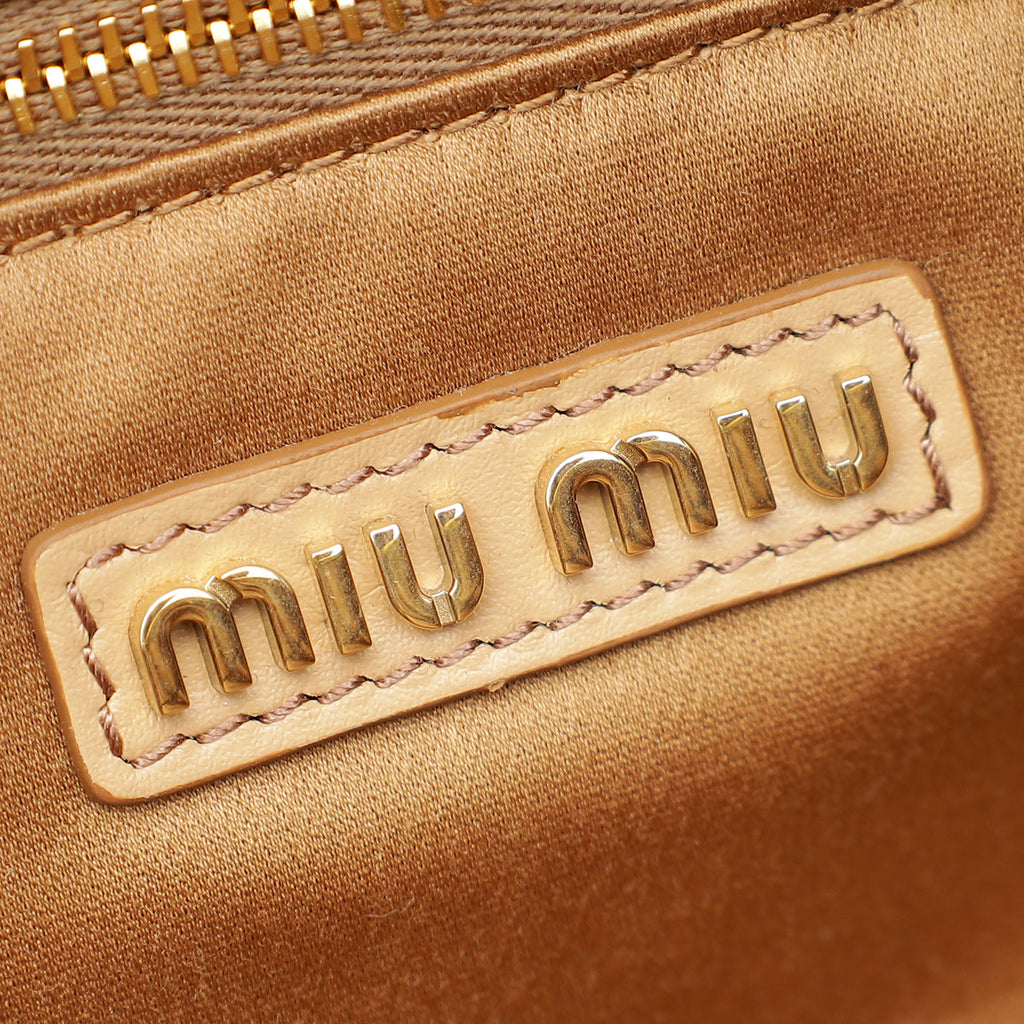 MIU MIU Noisette Beige Arcadie Soft Padded Bag