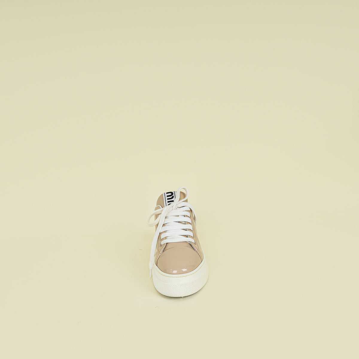 Miu Miu Beige Platform w/Crystal Lace Up Sneakers 35