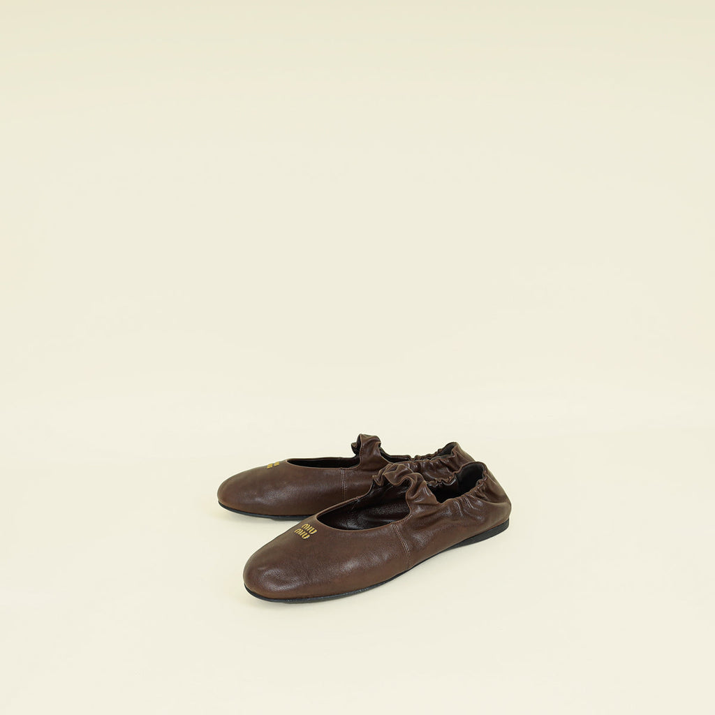 Miu Miu Briarwood Ruches Nappa Ballerinas 40