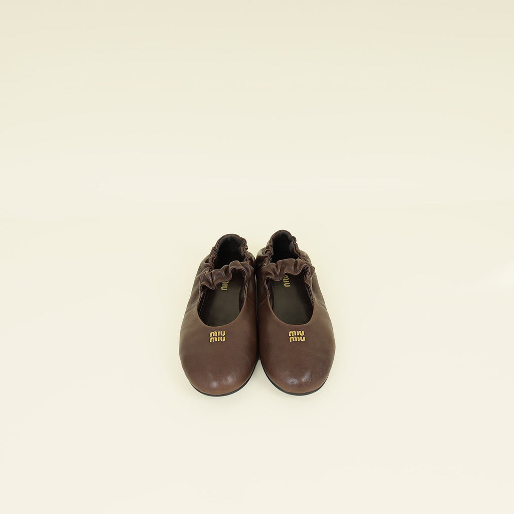 Miu Miu Briarwood Ruches Nappa Ballerinas 40