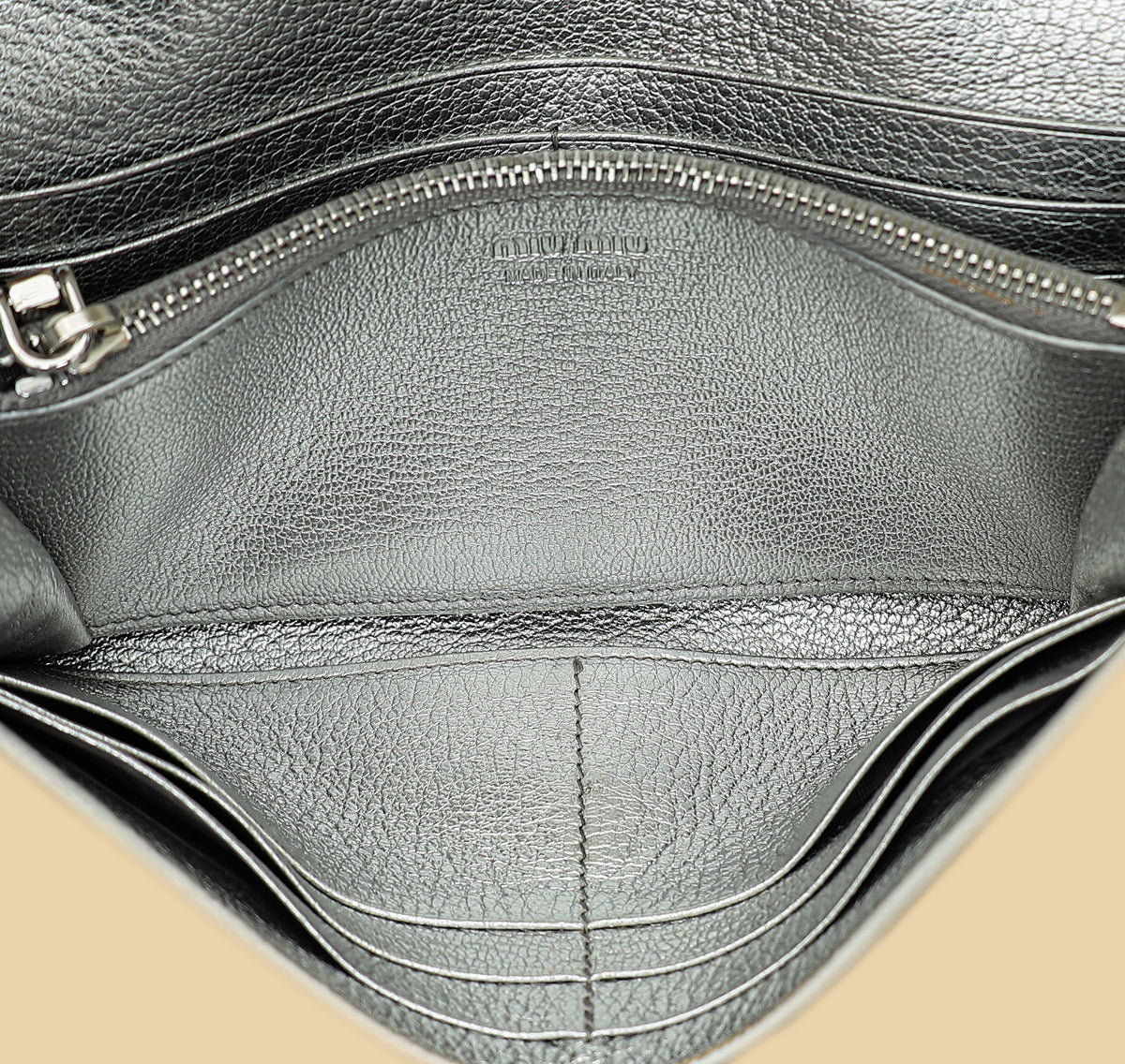 Miu Miu Metallic Silver Crystal Continental Wallet