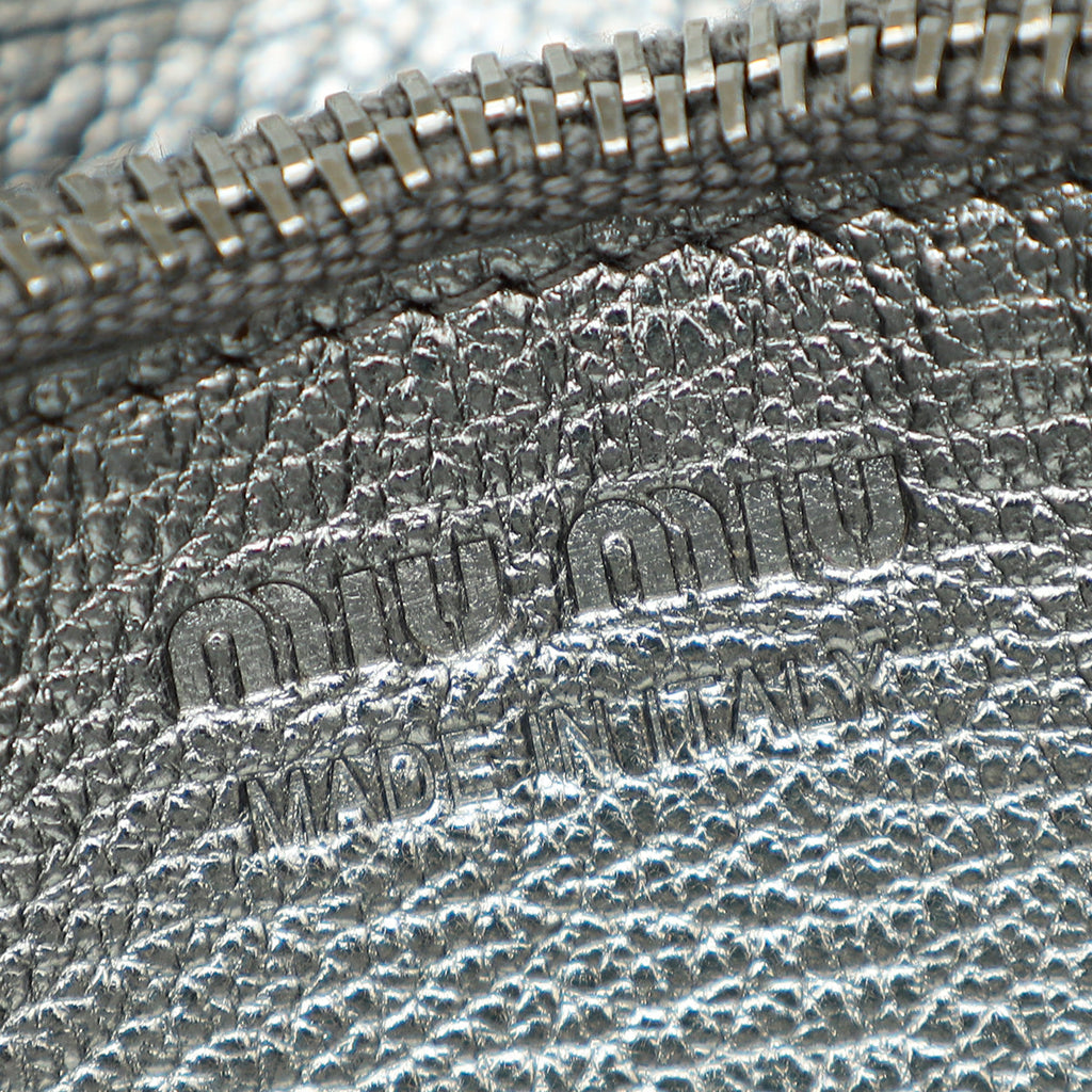Miu Miu Metallic Silver Crystal Continental Wallet