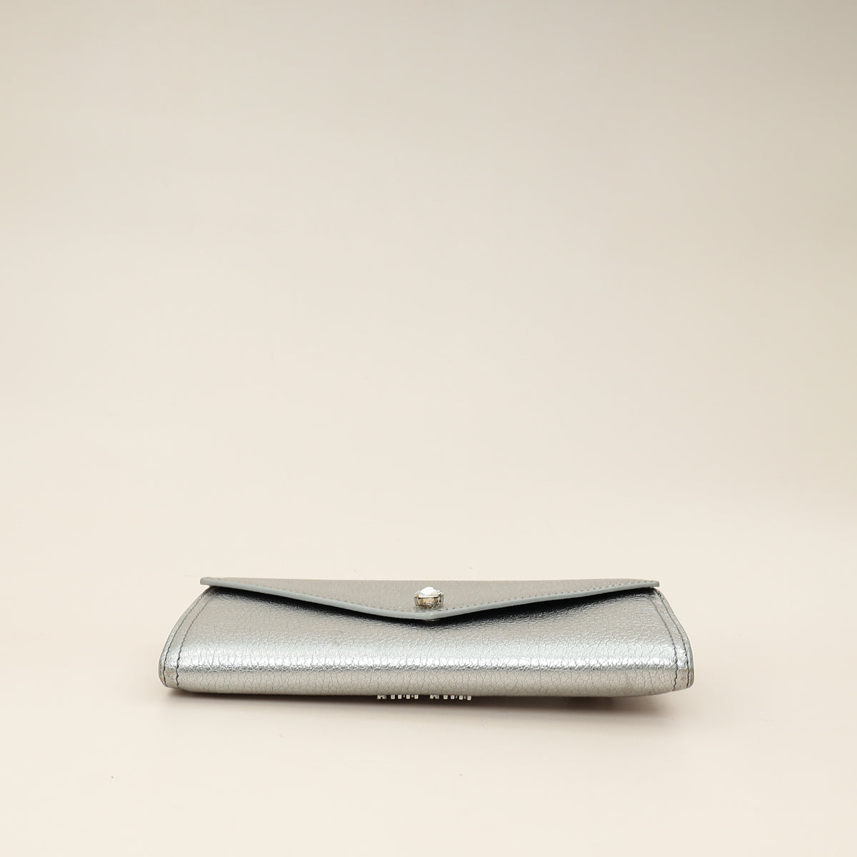 Miu Miu Metallic Silver Crystal Continental Wallet