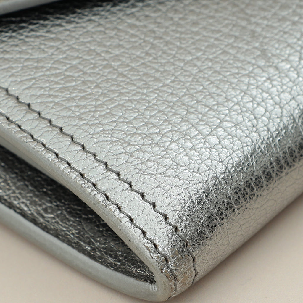 Miu Miu Metallic Silver Crystal Continental Wallet