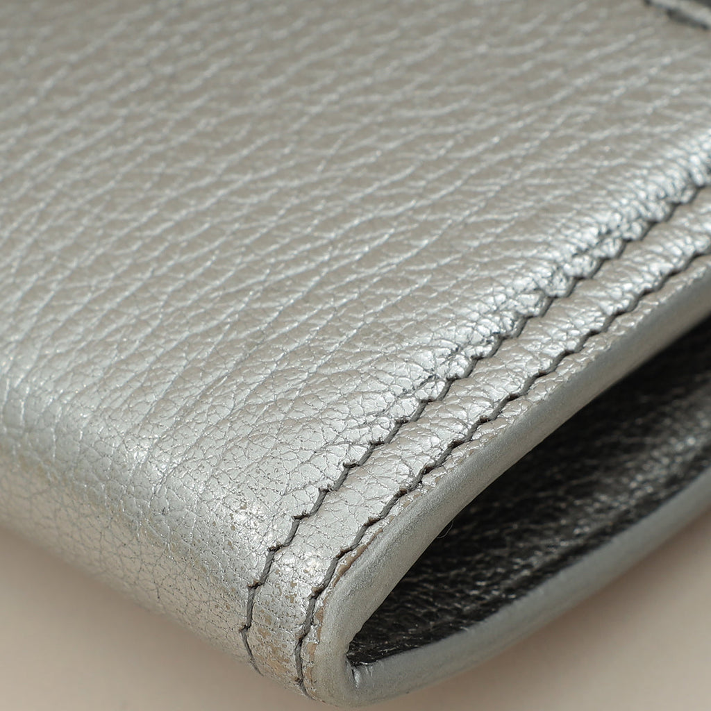 Miu Miu Metallic Silver Crystal Continental Wallet