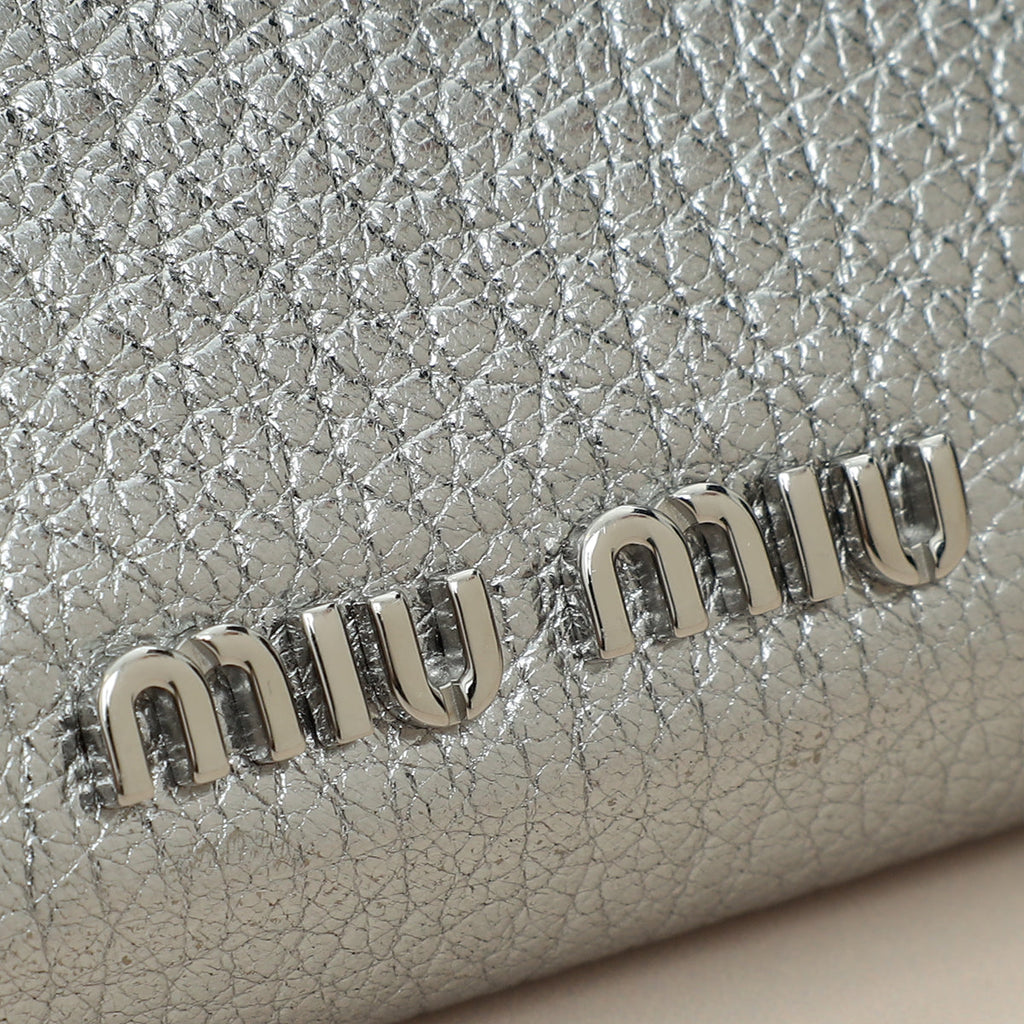 Miu Miu Metallic Silver Crystal Continental Wallet