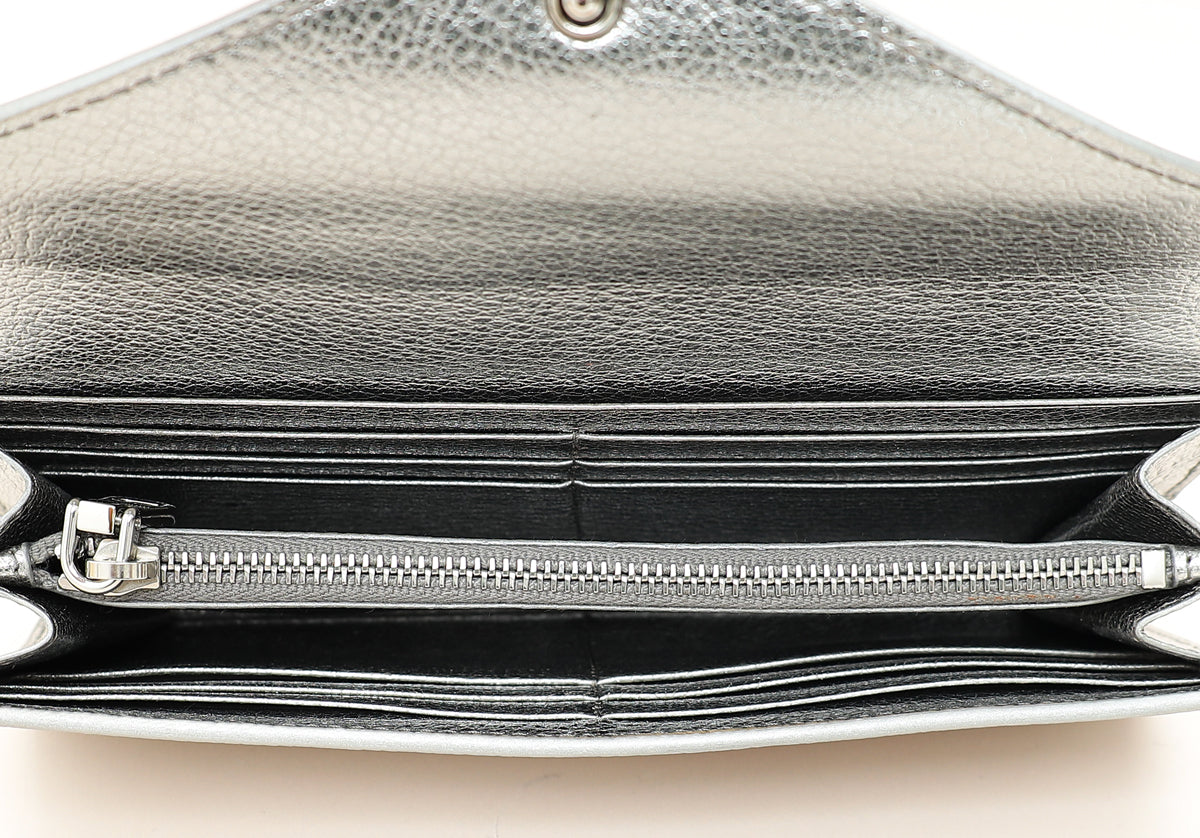 Miu Miu Metallic Silver Crystal Continental Wallet