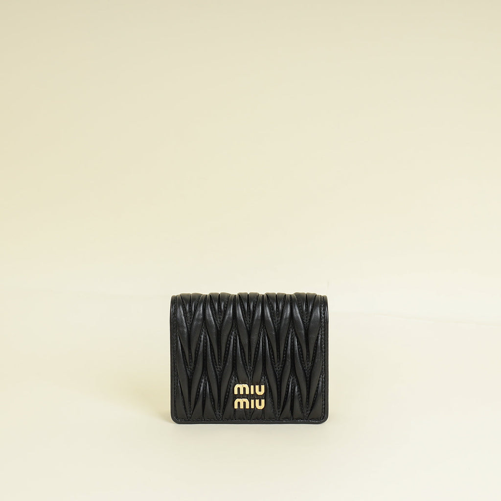 Miu Miu Black Small Matelassé Nappa Wallet