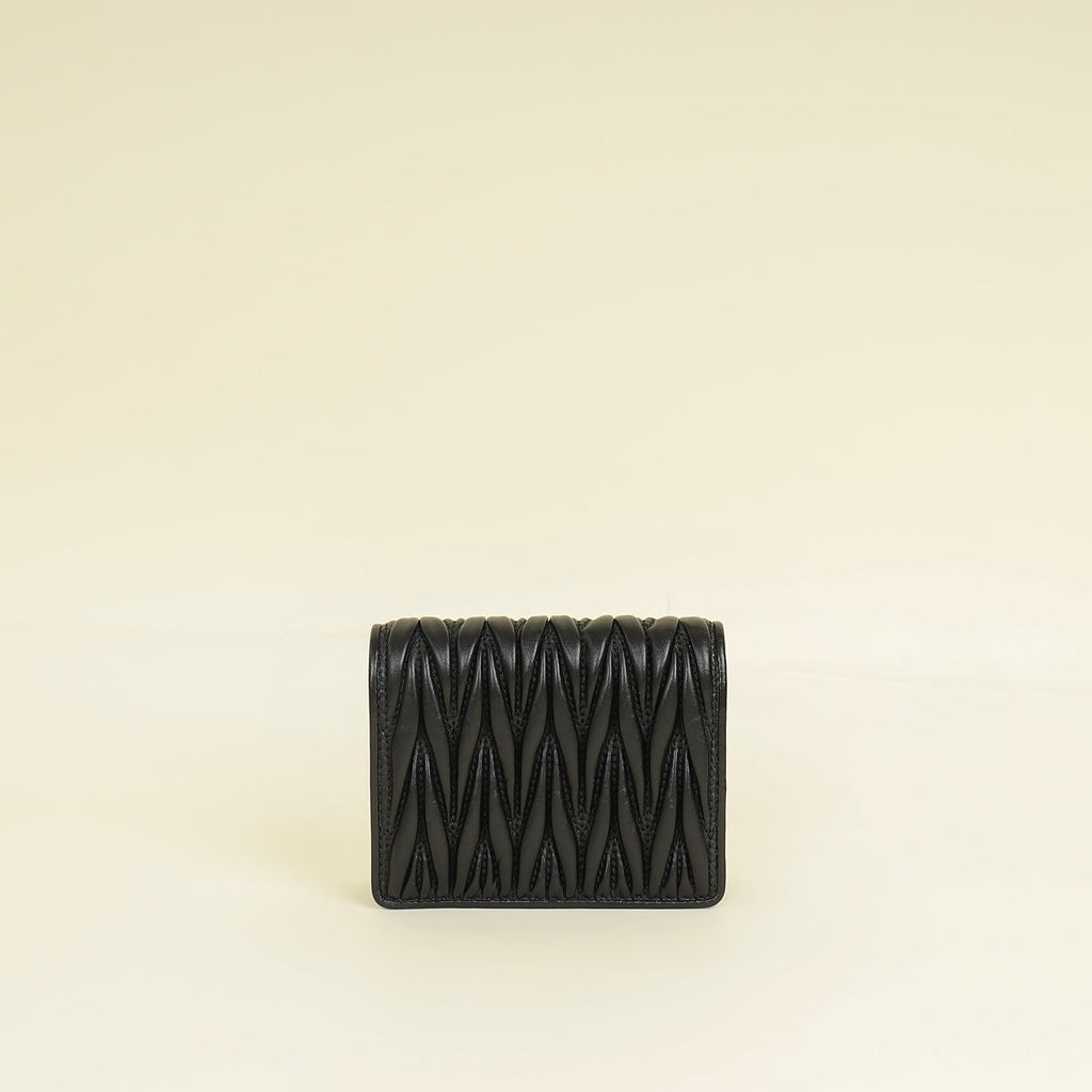 Miu Miu Black Small Matelassé Nappa Wallet