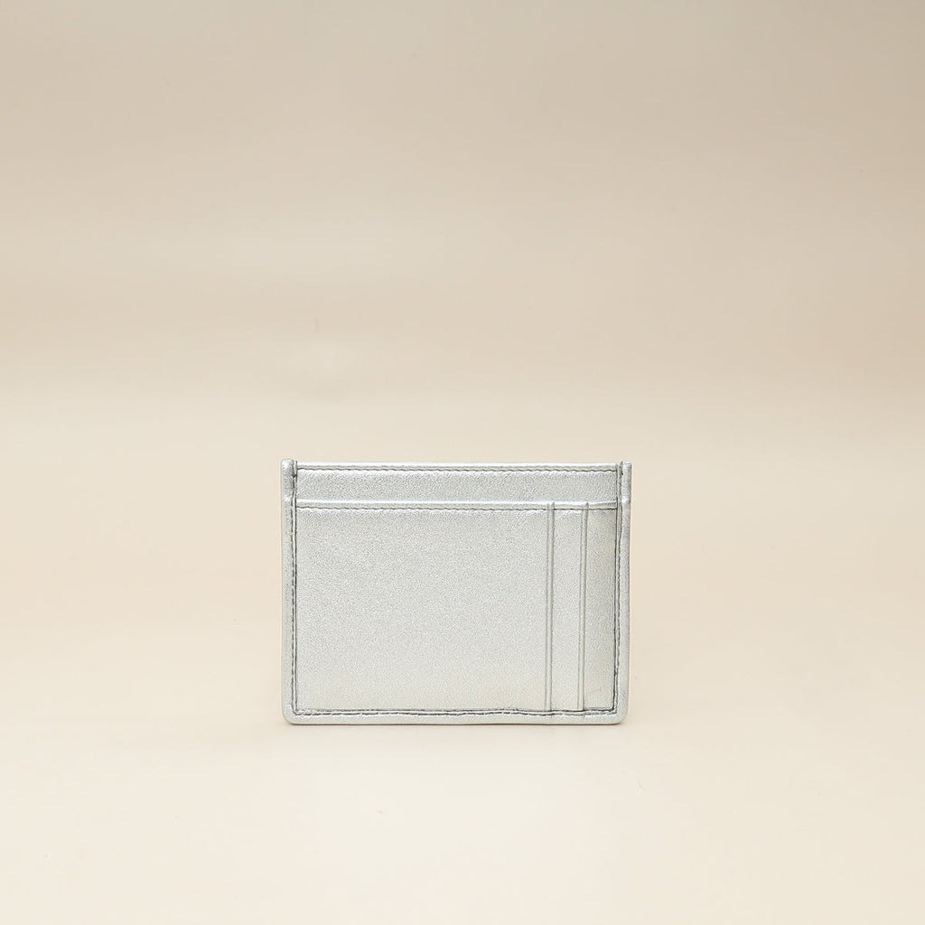 Miu Miu Metallic Silver Matelassé Nappa Card Holder