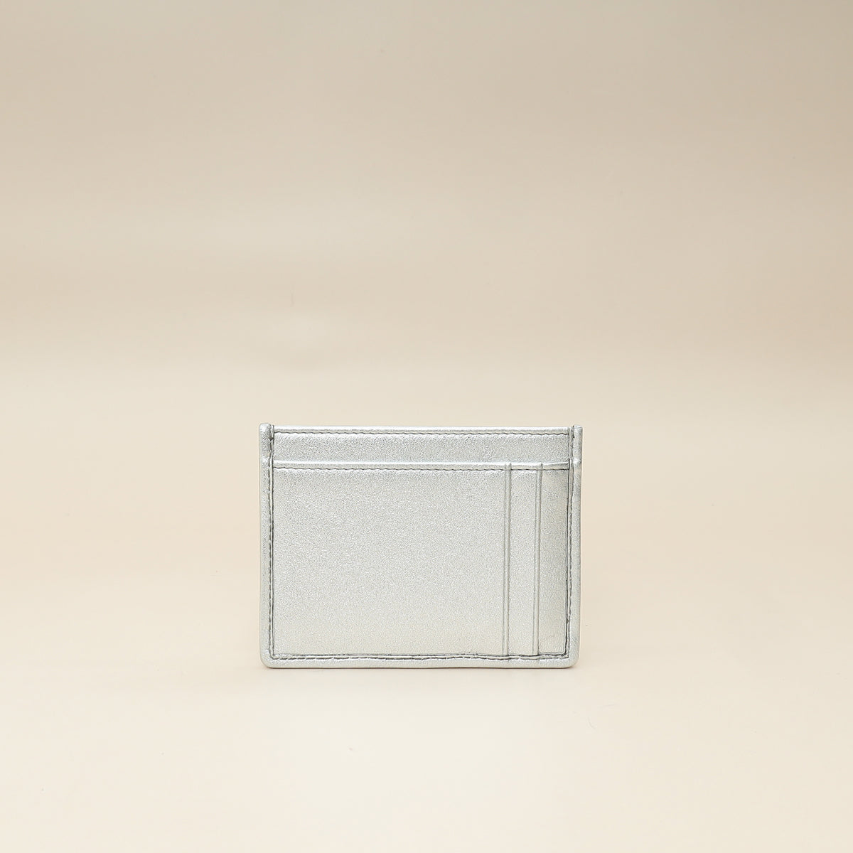 Miu Miu Metallic Silver Matelassé Nappa Card Holder