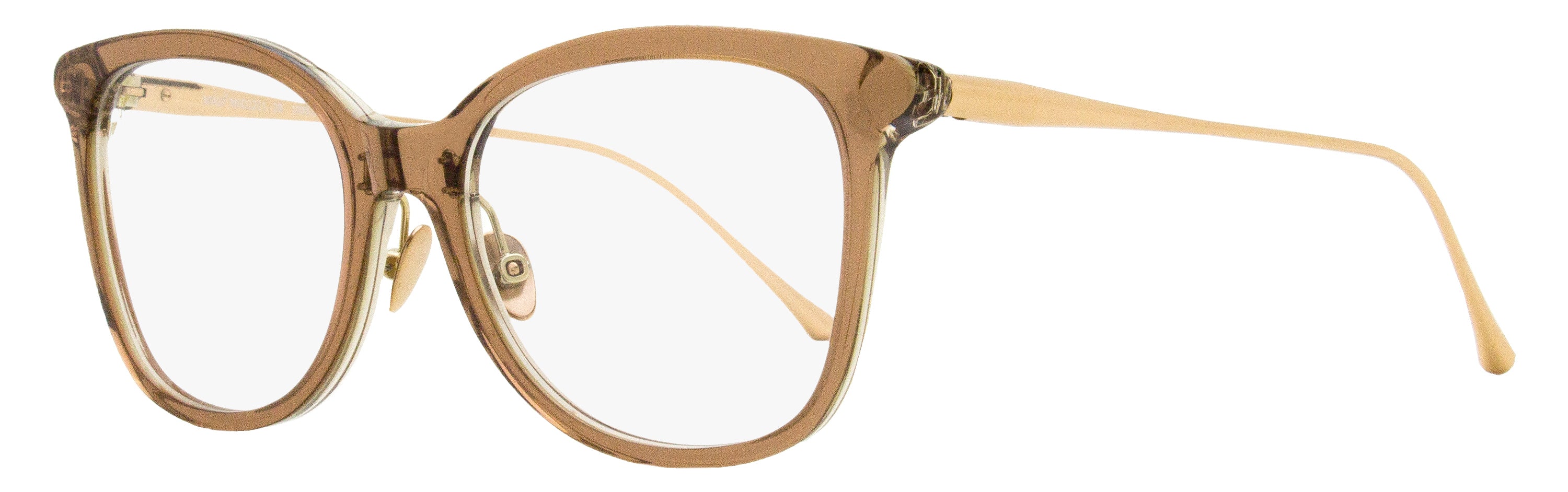 Maui Jim Rounded Square Eyeglasses MJO2221 28 Transparent Brown/Gold 52mm Transparent Brown Gold