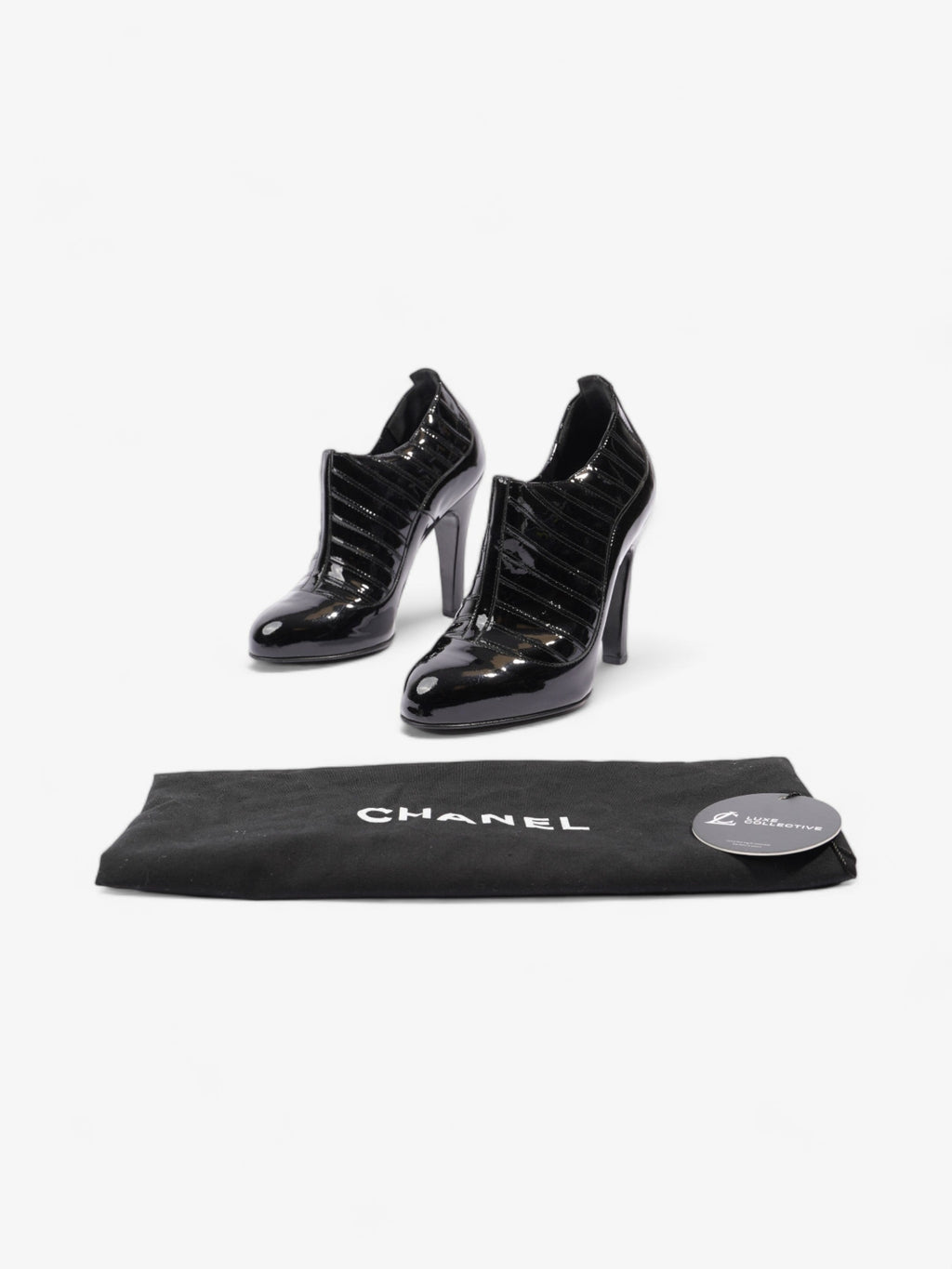 Chanel Patent Leather Ankle Boots 100 Black Patent Leather EU 38 UK 5