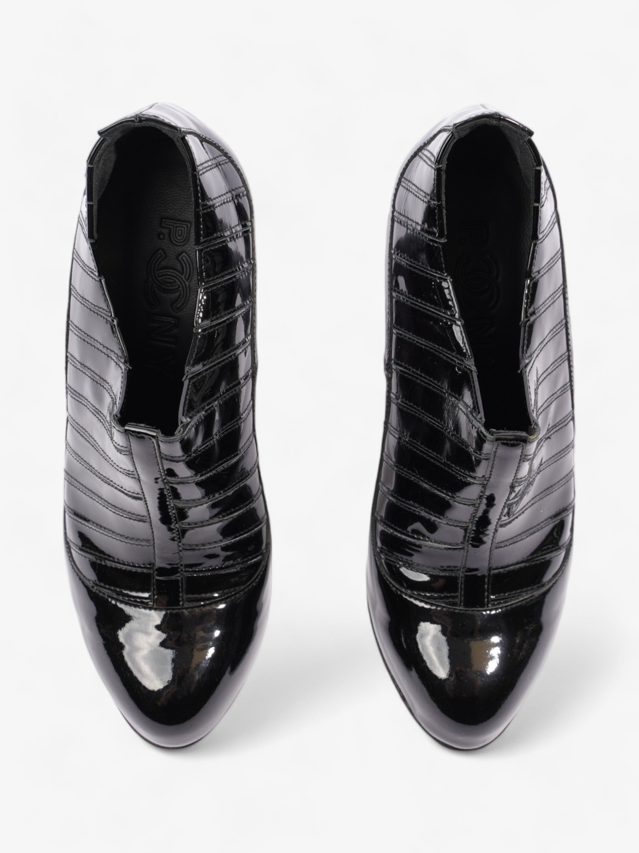 Chanel Patent Leather Ankle Boots 100 Black Patent Leather EU 38 UK 5