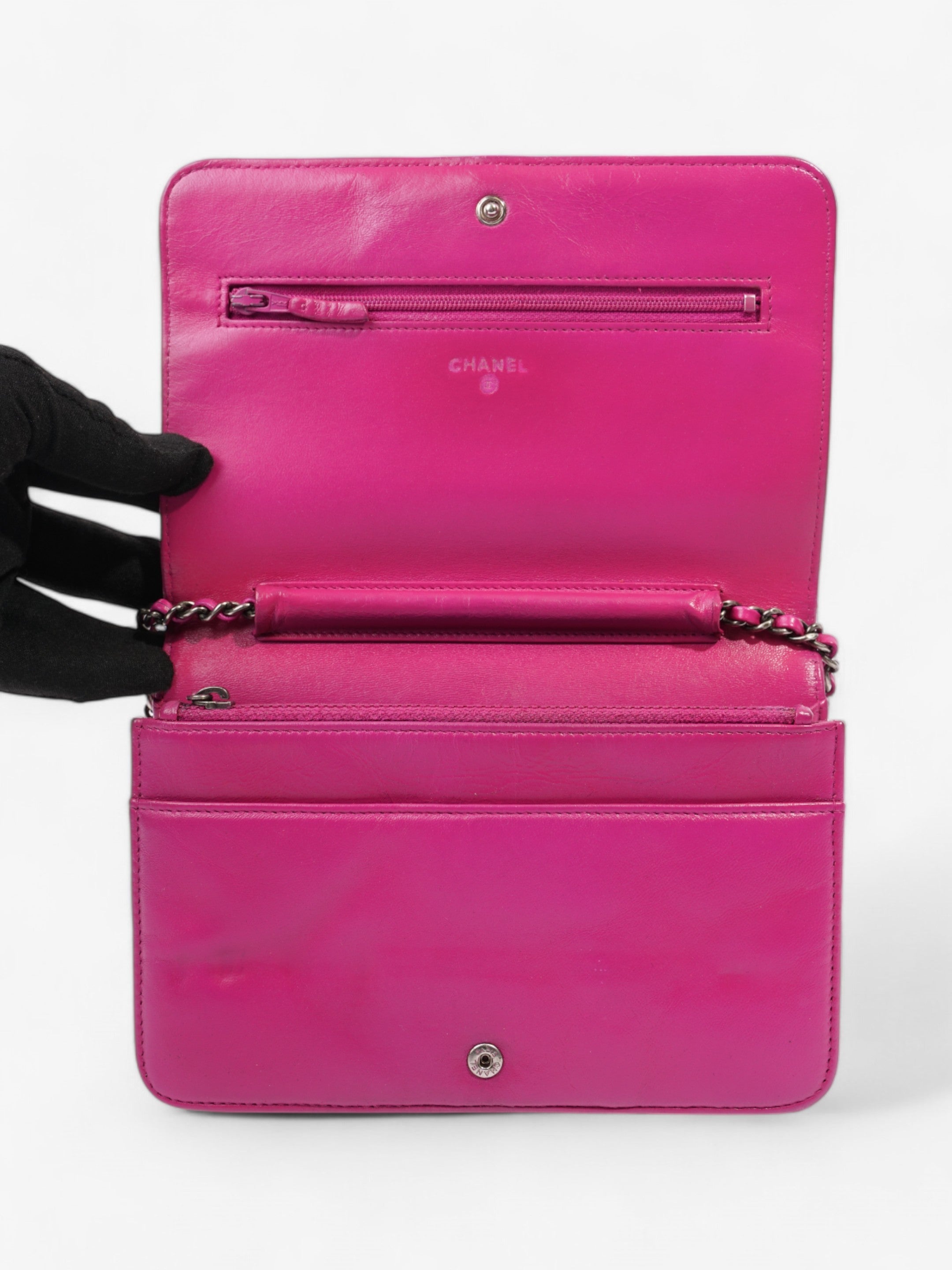 Chanel WOC Fuschia Pink Lambskin Leather
