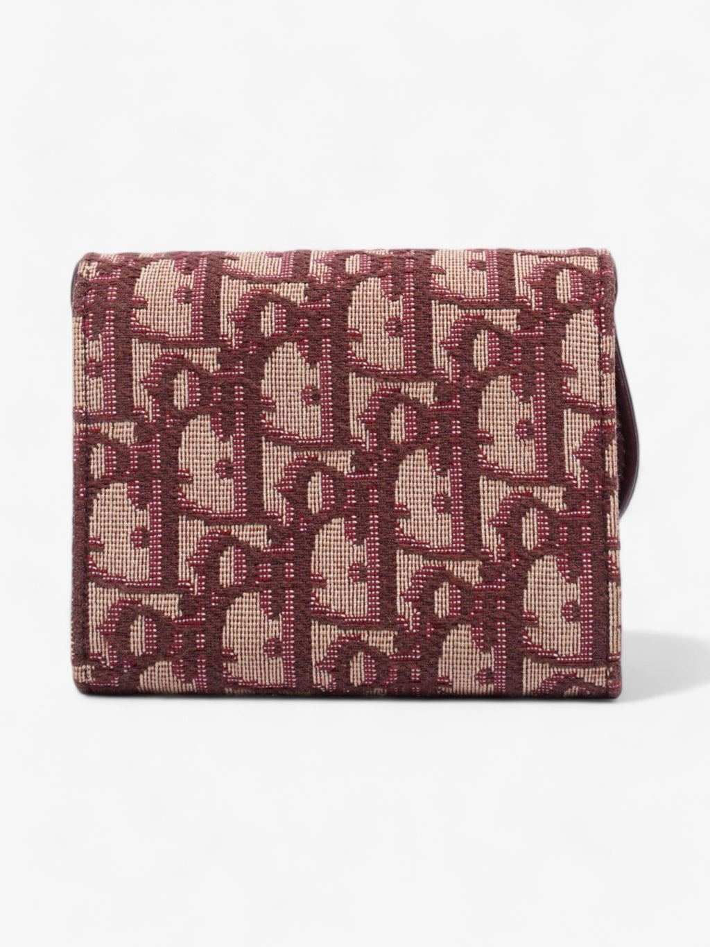 Christian Dior Saddle Card Holder Burgundy Canvas