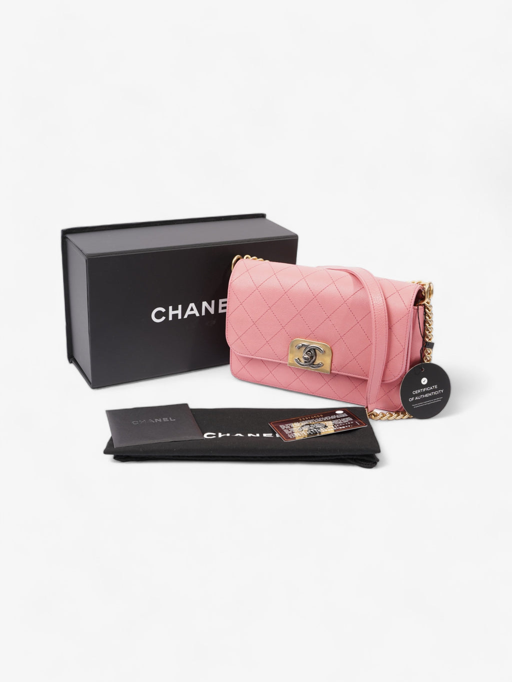 Chanel Quilted Crossbody Bag Pink Calfskin Leather
