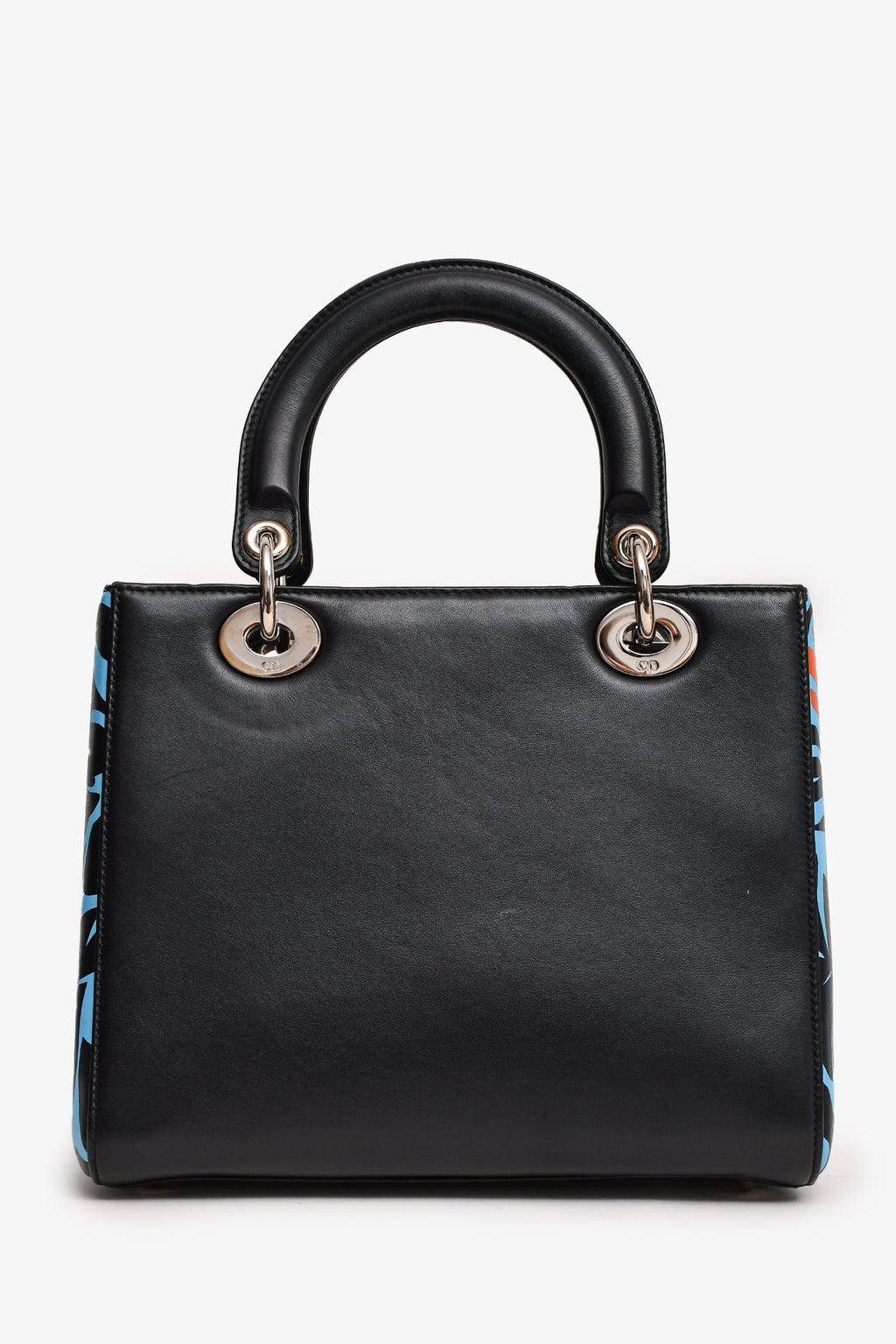 Christian Dior 2016 Black/Blue Leather Floral Printed Lady Dior