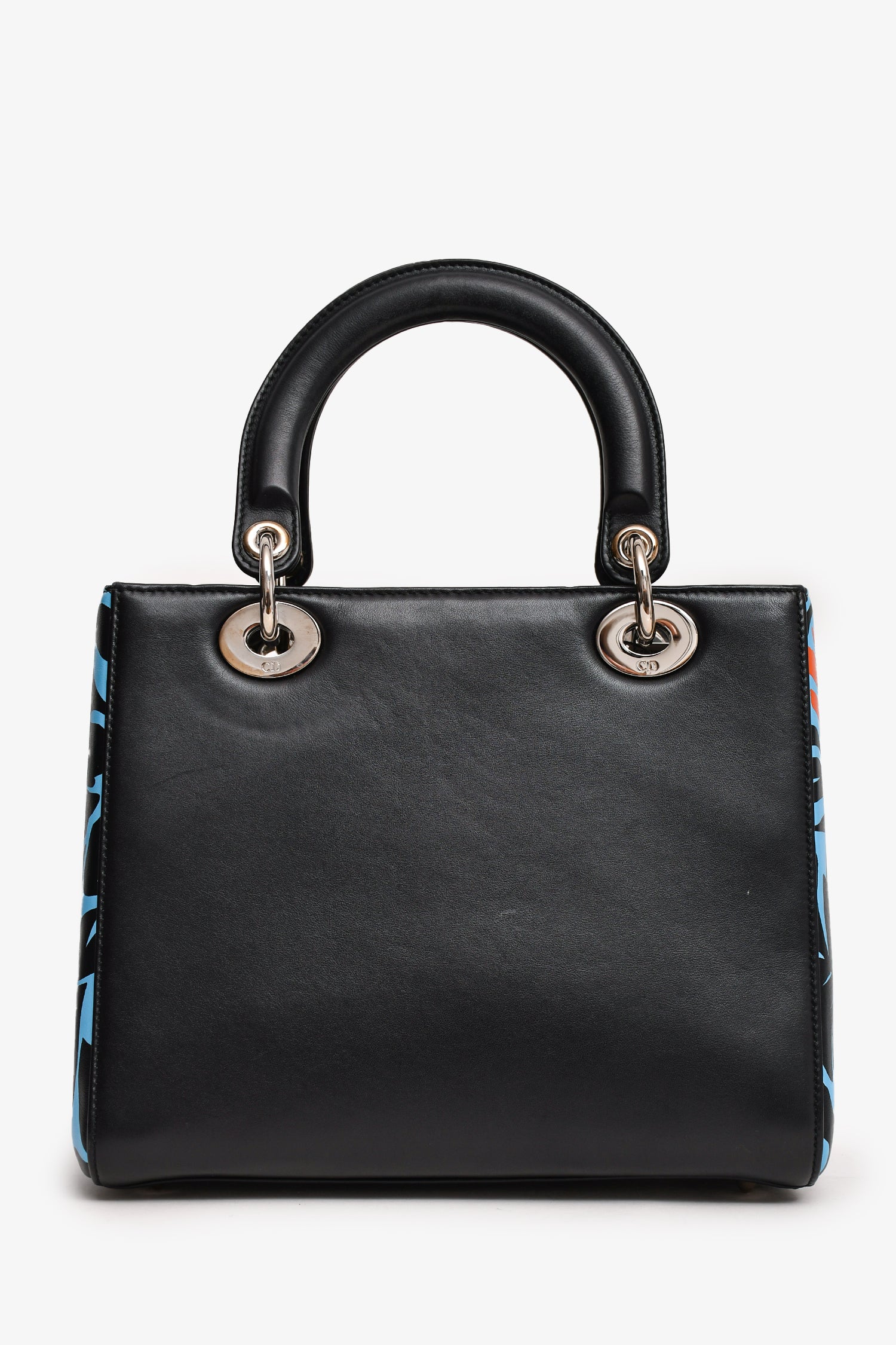 Christian Dior 2016 Black/Blue Leather Floral Printed Lady Dior