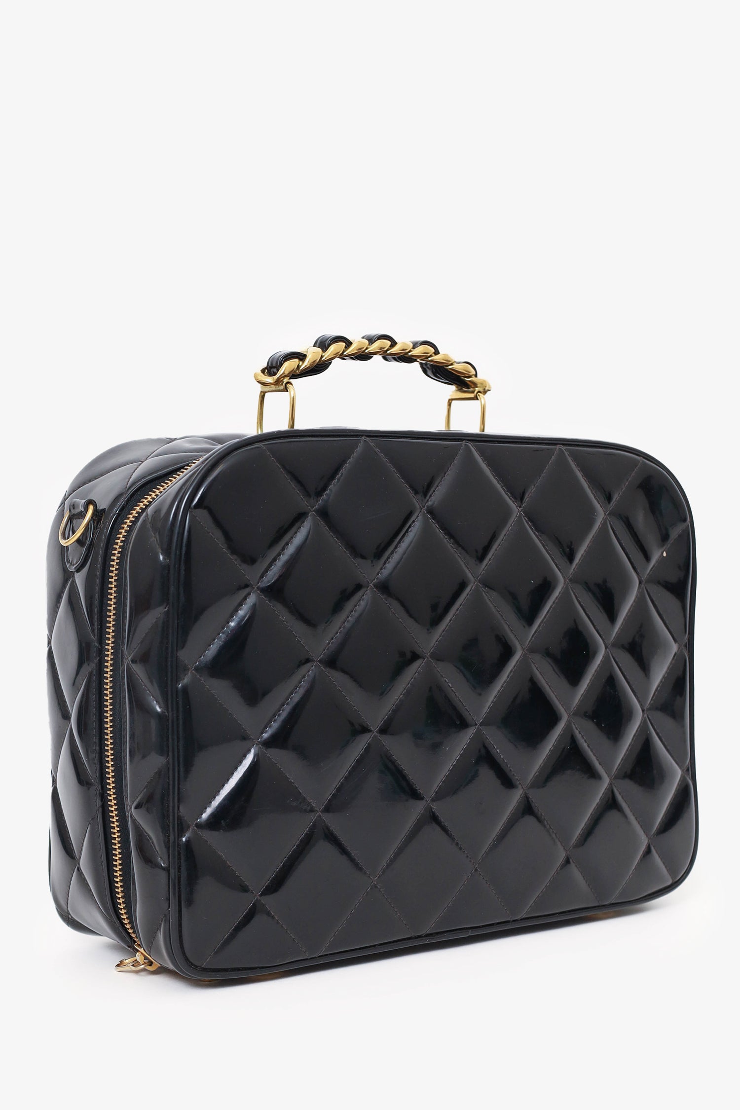 Chanel™ 1994-96 Black Patent Leather Large Vanity Case