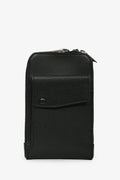 Valextra Black Leather Crossbody Phone Case
