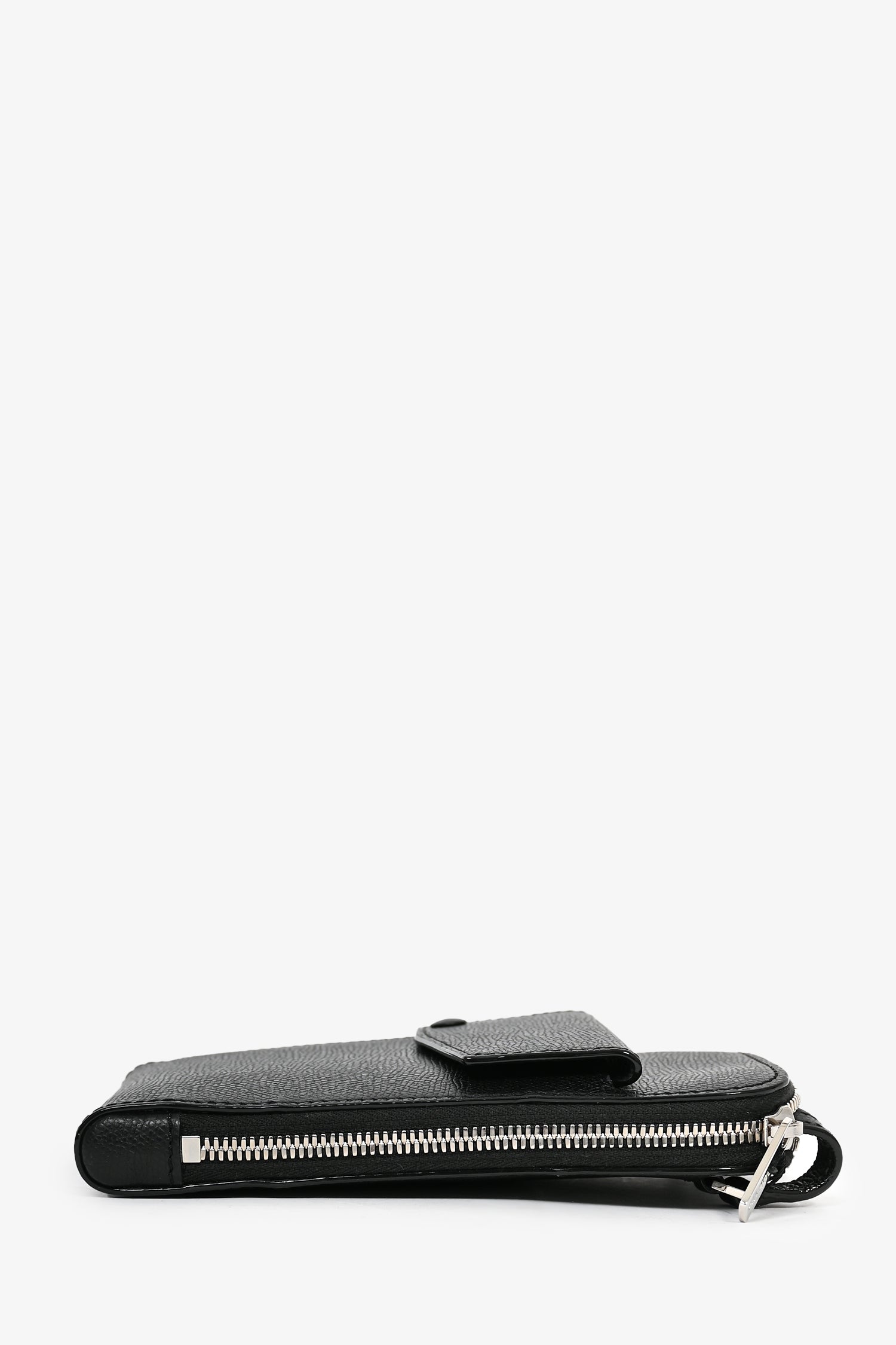 Valextra Black Leather Crossbody Phone Case