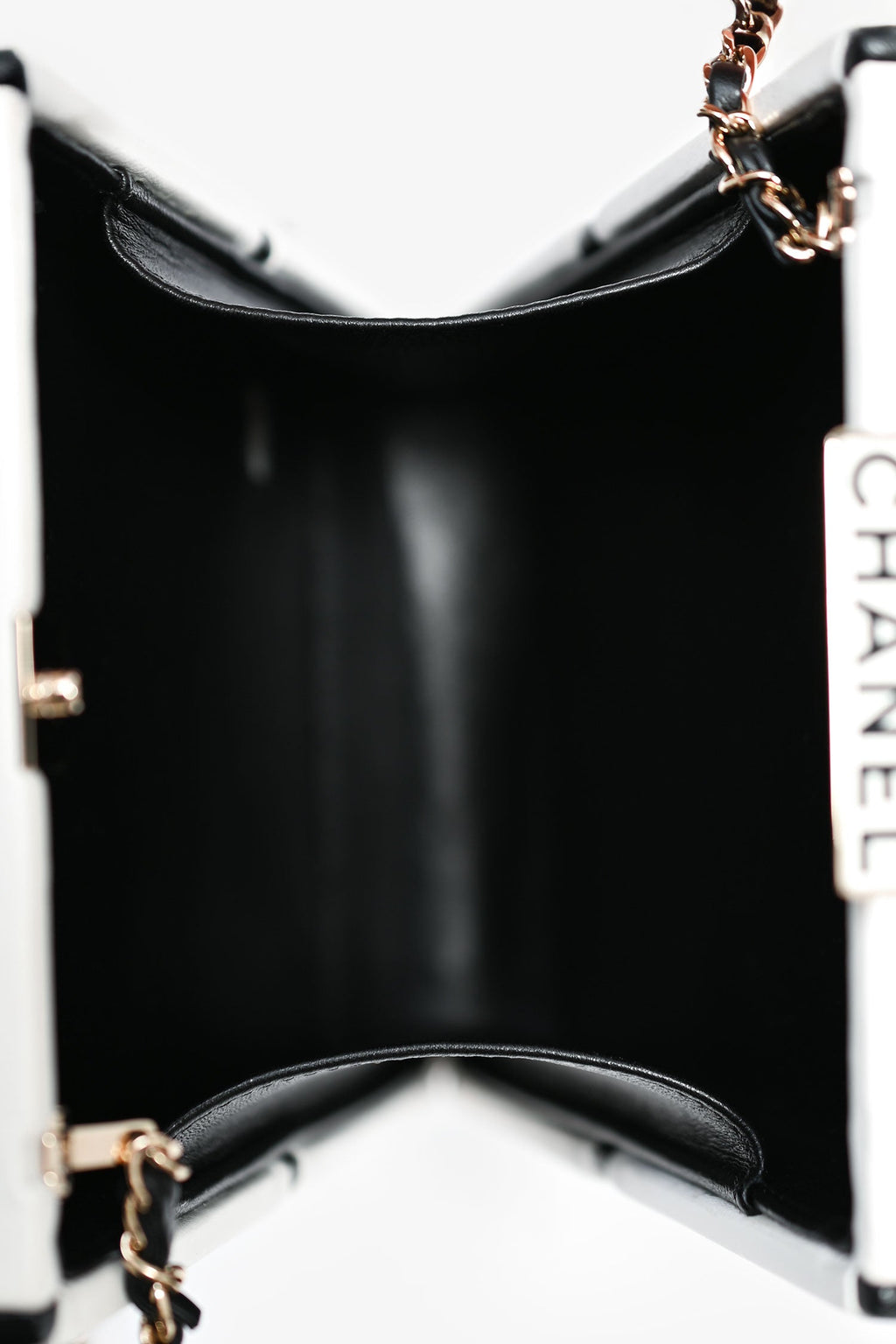 Chanel™ Black/White Leather No. 5 Perfume Clutch Evening Clutch