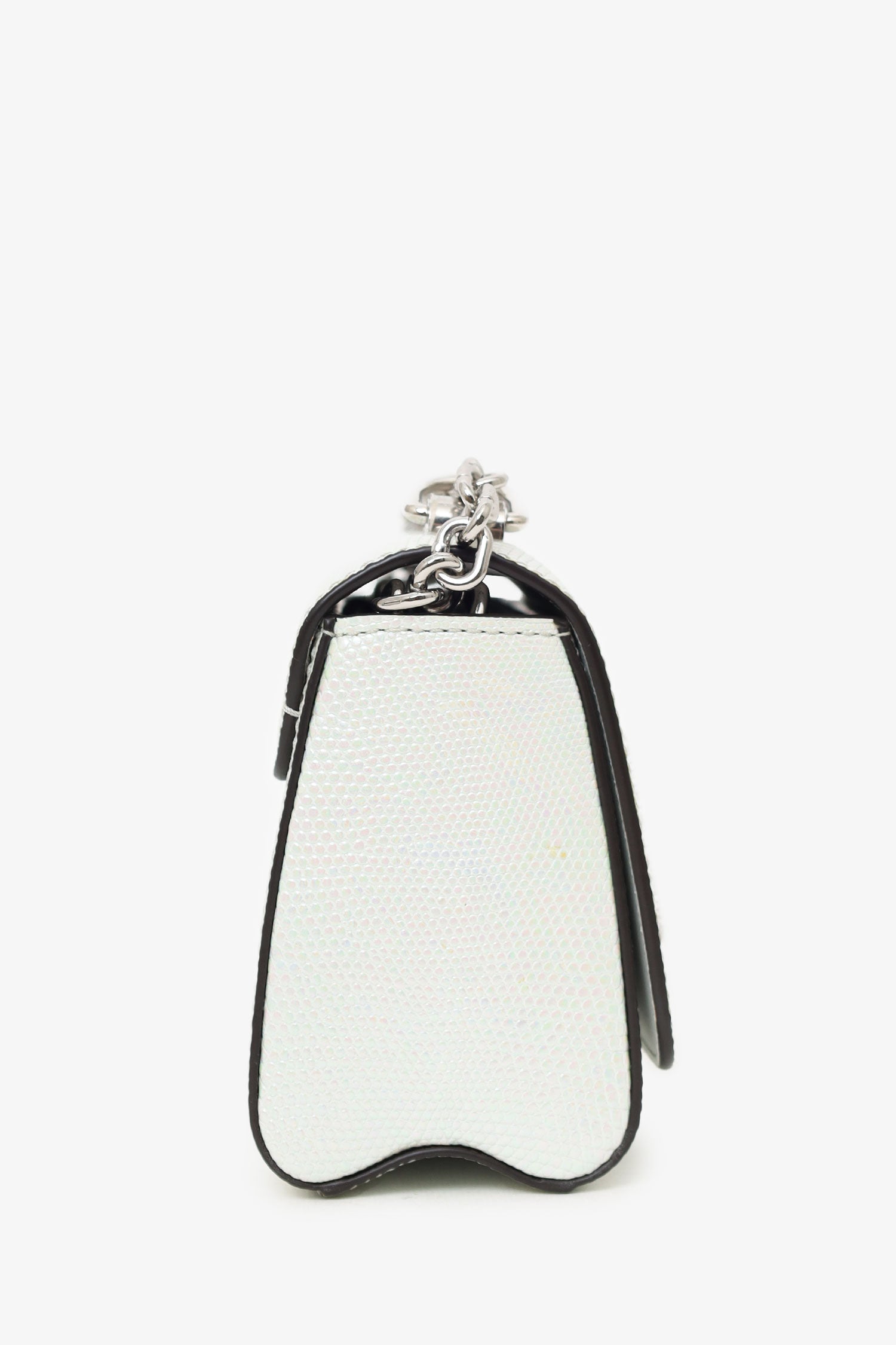 Louis Vuitton 2020 White Iridescent Karung Leather Twist Mini With Crystal Buckle