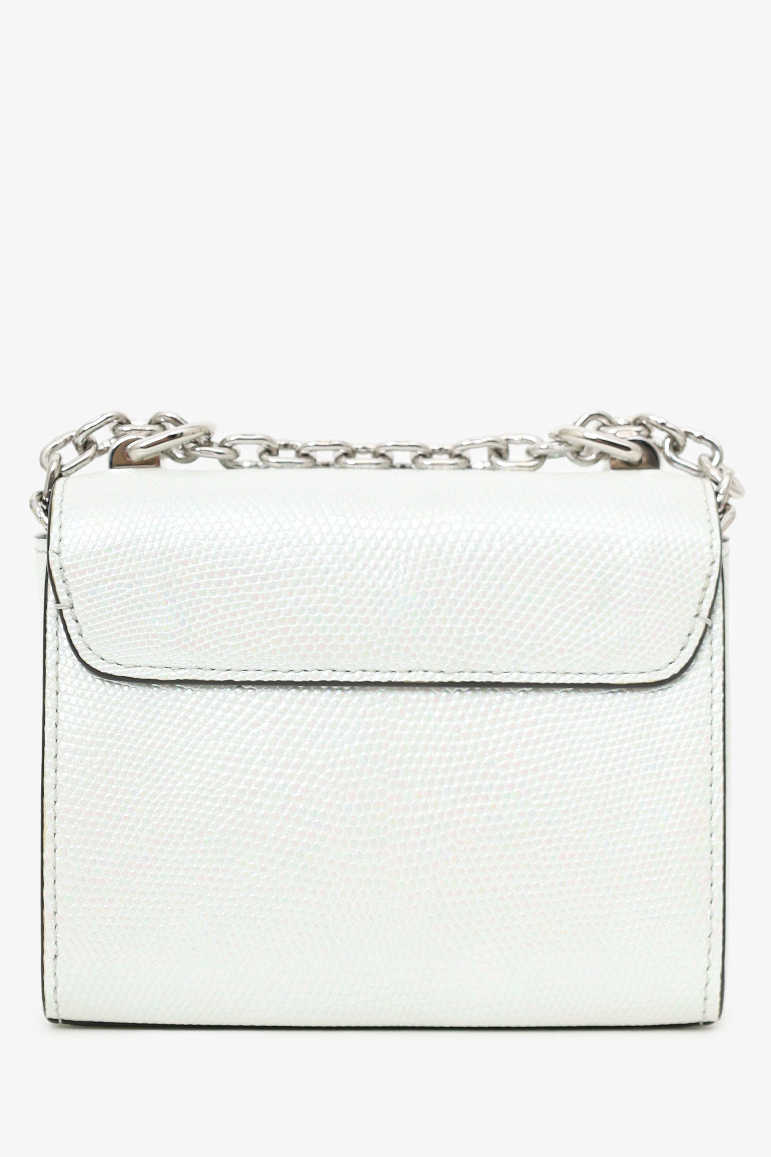Louis Vuitton 2020 White Iridescent Karung Leather Twist Mini With Crystal Buckle