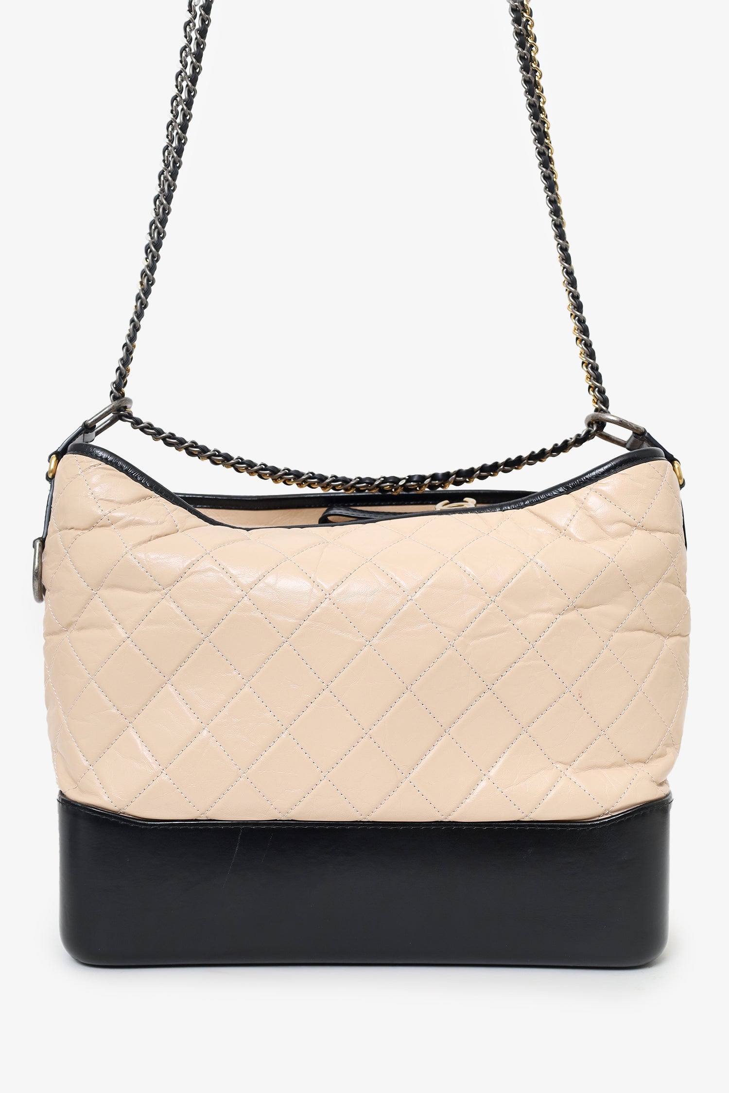 Chanel™ Beige/Black Medium 'Gabrielle' Multichain Hobo Bag