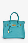 Hermès 2016 Bleu Paon Clemence Leather Birkin 30 GHW