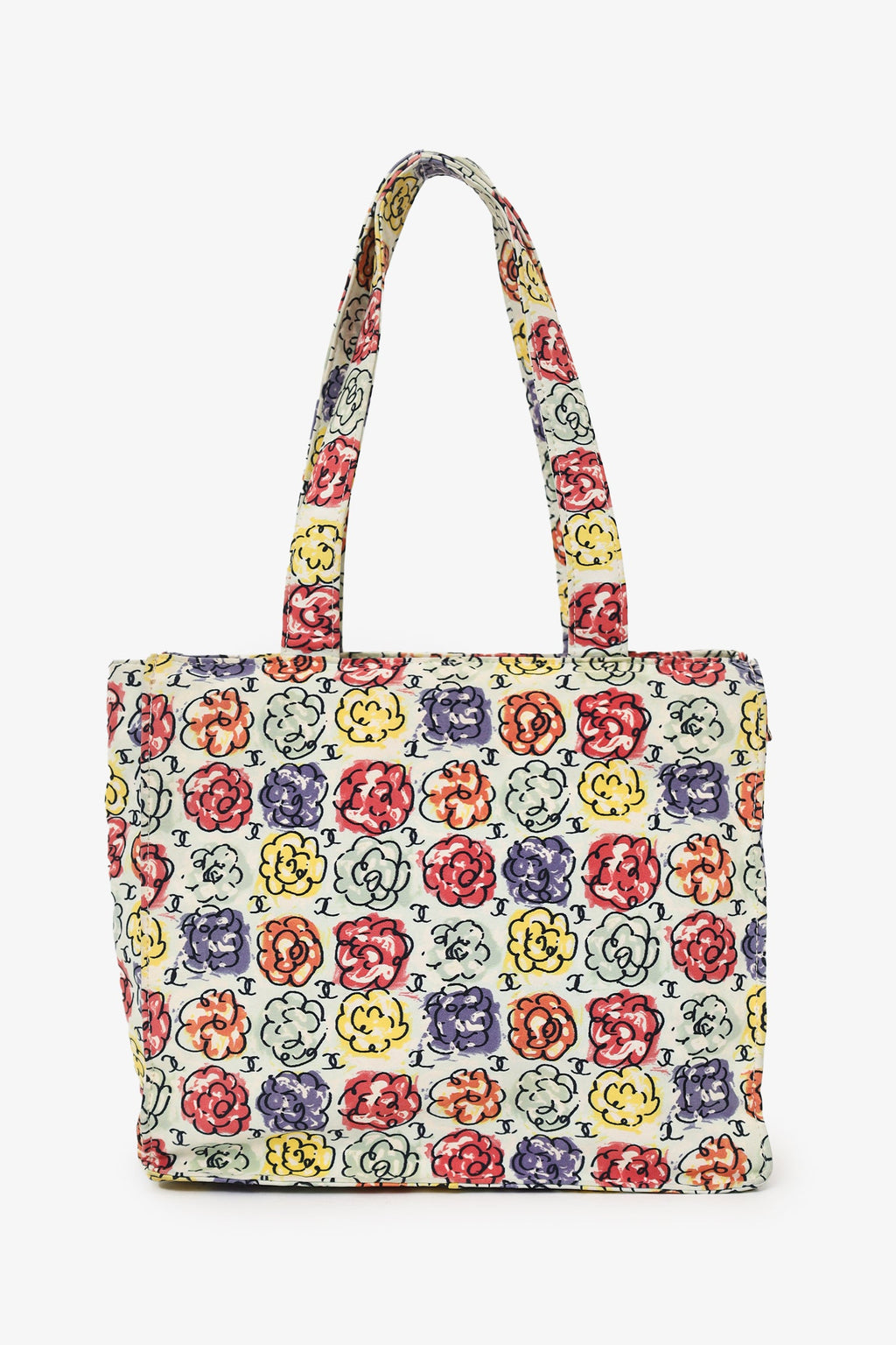 Chanel™ White/Multicolour Floral Print CC Mini Tote