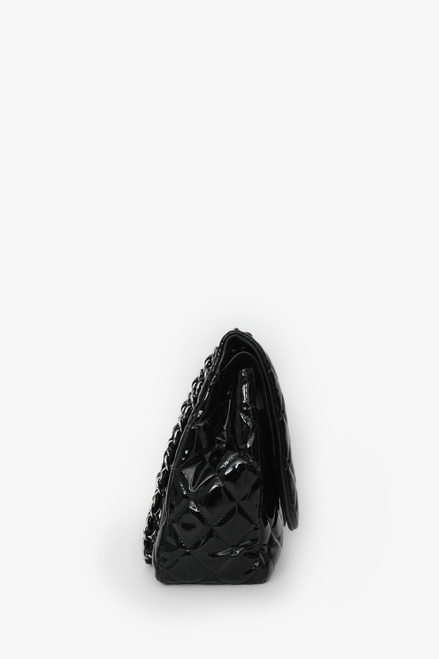 Chanel™ 2012/13 Black Quilted Patent Maxi Double Flap Shoulder Bag