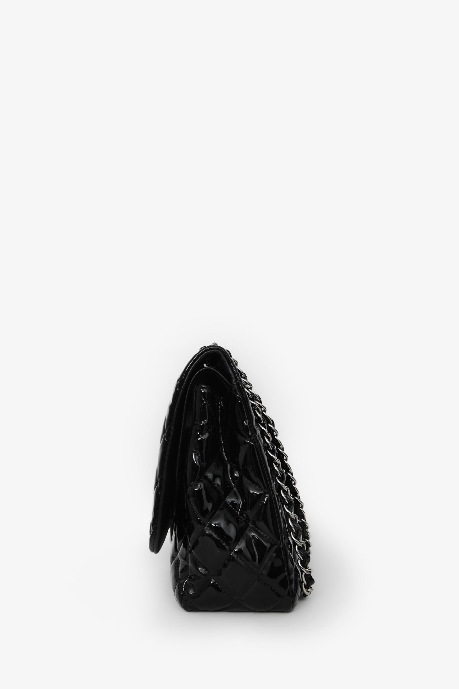 Chanel™ 2012/13 Black Quilted Patent Maxi Double Flap Shoulder Bag
