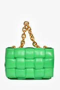 Bottega Veneta Green Leather Padded Cassette on Chain